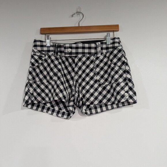 Powder Room Cotton Gingham Shorts Black White Size 7 - Picture 1 of 3